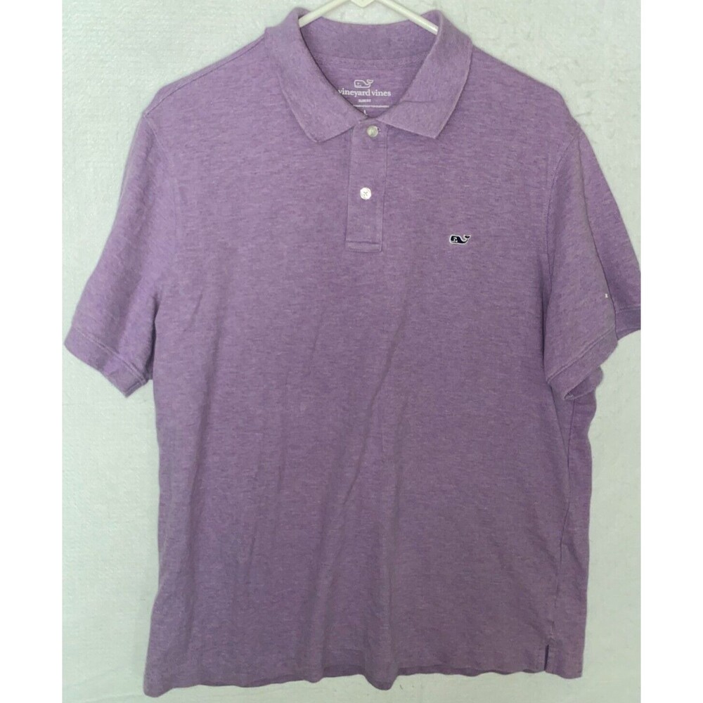 Vineyard Vines Shirt Mens sz L Slim Fit Purple Polo Golf Cotton Short Sleeve